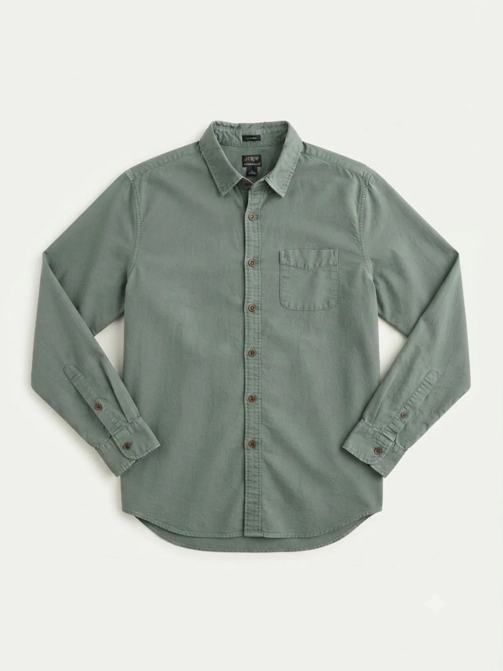 J.Crew Men's Classic Fit Button-Down Shirt Olive Green 100% Cotton Long Sleeve L
